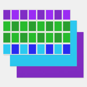 Hoja De Papel De Regalo Cuadrados de color Peacock claro y oscuro