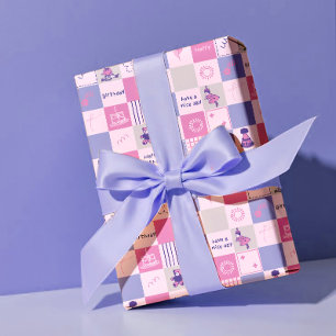 Hoja De Papel De Regalo Cuadrados de Cumpleaños Lindos – Patrón Moderno Ro
