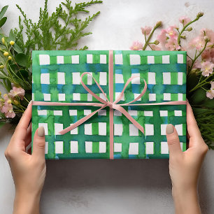 Hoja De Papel De Regalo Cuadrícula de acuarela - verde