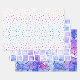 Hoja De Papel De Regalo Cuadrícula de color de agua dibujada a mano en cír