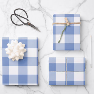 Hoja De Papel De Regalo Cuadro de Gingham Azul de Aciano
