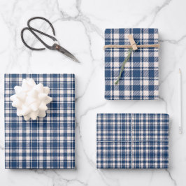 Hoja De Papel De Regalo Cuadro de Gingham Azul y Verde Tartán Monograma