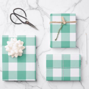 Hoja De Papel De Regalo Cuadro de Gingham Verde Menta
