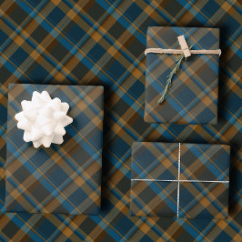 Hoja De Papel De Regalo Cuadro Escocés Diagonal Temperamental Azul Marino,