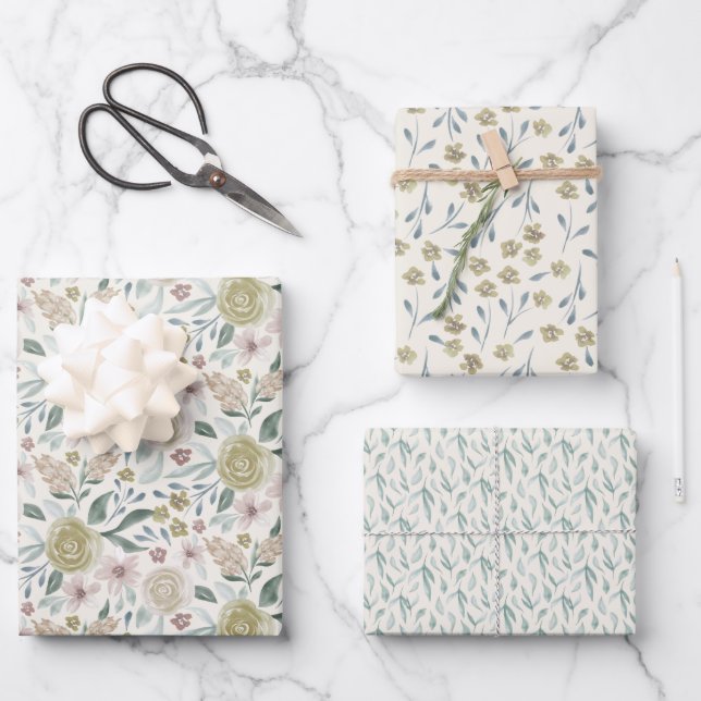 Hoja De Papel De Regalo Cuadros acuáticos pintados a mano (Anverso)