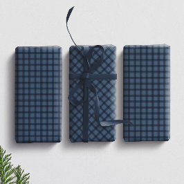 Hoja De Papel De Regalo Cuadros azules simples y elegantes coordinando