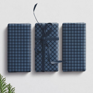 Hoja De Papel De Regalo Cuadros azules simples y elegantes coordinando