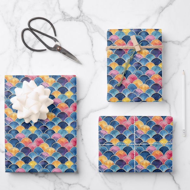 Hoja De Papel De Regalo Cuadros de arcoiris acuáticos (Anverso)
