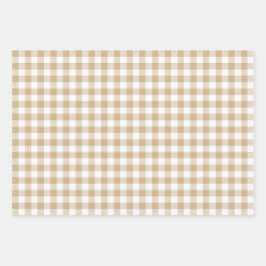 Hoja De Papel De Regalo Cuadros de Gingham Beige Claro