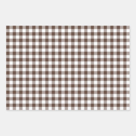 Hoja De Papel De Regalo Cuadros de Gingham Marrón Chocolate