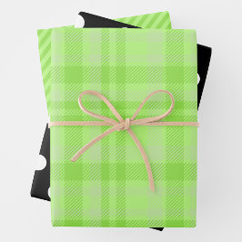 Hoja De Papel De Regalo Cuadros verdes, negro y blanco