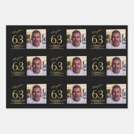 Hoja De Papel De Regalo Cualquier cumpleaños, foto de oro negro