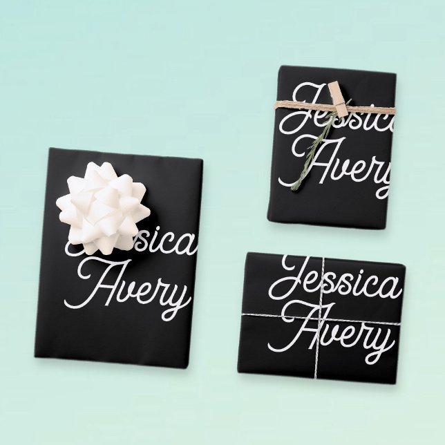 Hoja De Papel De Regalo Cualquier nombre | Guión estilo de época editable  (Subido por el creador)