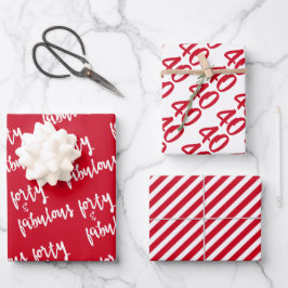 Hoja De Papel De Regalo Cuarenta y fabuloso - Fun Red 40 cumpleaños