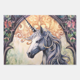 Hoja De Papel De Regalo Cubierta de unicornio de cuento de hadas vintage