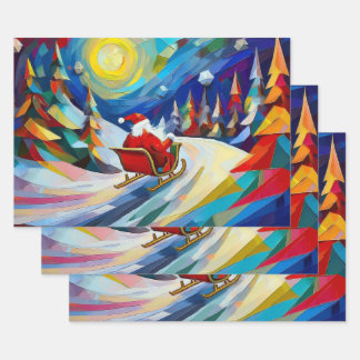 Hoja De Papel De Regalo Cubism Santa Christmas Holiday 