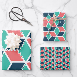 Hoja De Papel De Regalo Cubo de color geométrico moderno y elegante