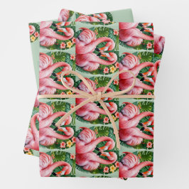 Hoja De Papel De Regalo cuellos flamencos corazón rosa amor tropical vinta