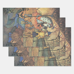 Hoja De Papel De Regalo Cuento de Hadas Vintage, Un Caballero Valiente y D