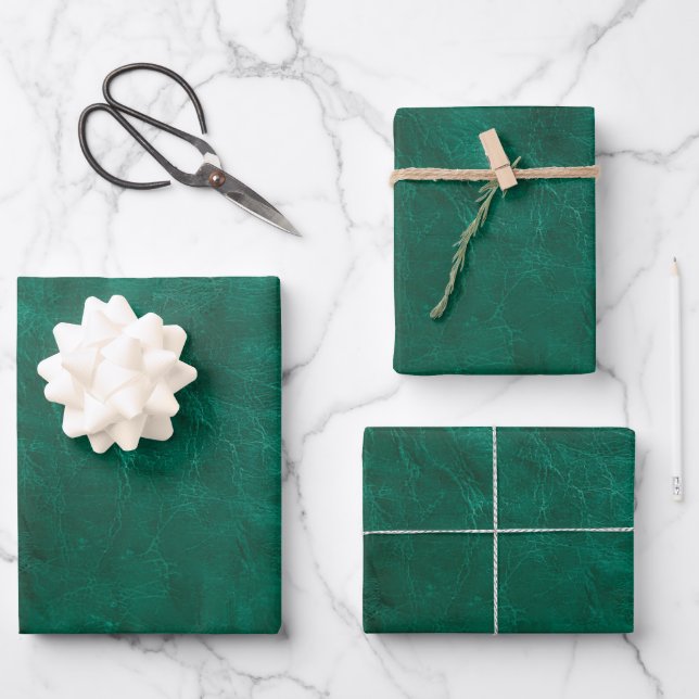 Hoja De Papel De Regalo Cuero verde (Anverso)