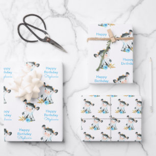 Hoja De Papel De Regalo Cueva pequeña de color azul