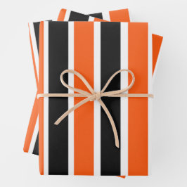 Hoja De Papel De Regalo Cuidadas franjas de Halloween en Naranja y negro