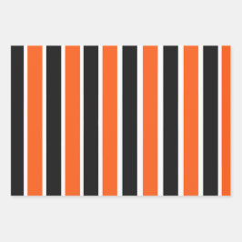 Hoja De Papel De Regalo Cuidadas franjas de Halloween en Naranja y negro