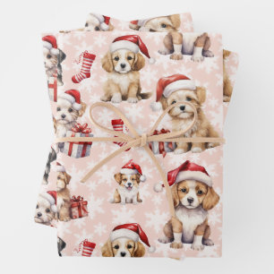 Hoja De Papel De Regalo Cuidados Navidades cachorros y acciones