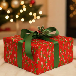 Hoja De Papel De Regalo Cuidados Navidades Candy Canes Navidad Variedad de