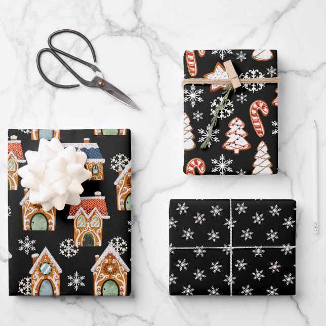 Hoja De Papel De Regalo Cuidados Navidades Gingerbread Cookies Snowflakes (Anverso)