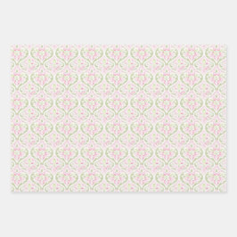 Hoja De Papel De Regalo Cumpleaños abstracto floral verde rosa