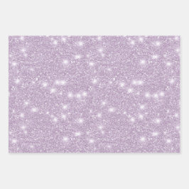 Hoja De Papel De Regalo Cumpleaños Brillo Purpurina Femenino Lavanda
