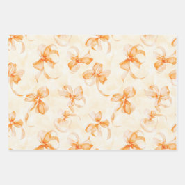 Hoja De Papel De Regalo Cumpleaños Corazones Lazos Naranja Chocolate