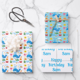 Hoja De Papel De Regalo Cumpleaños de ballena