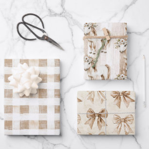 Hoja De Papel De Regalo Cumpleaños de caballo de cuadros florales en blanc