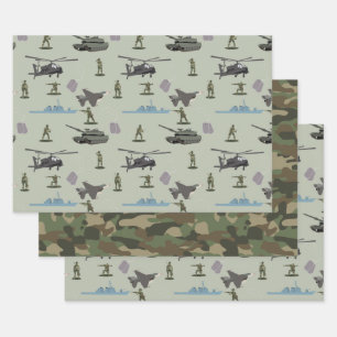 Hoja De Papel De Regalo Cumpleaños de camuflaje verde militar del ejército