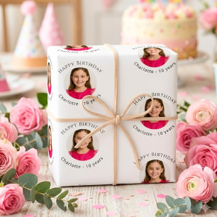 Hoja De Papel De Regalo Cumpleaños de chica con foto
