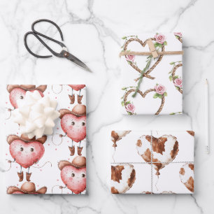 Hoja De Papel De Regalo Cumpleaños de corazón de vaquera occidental sombre