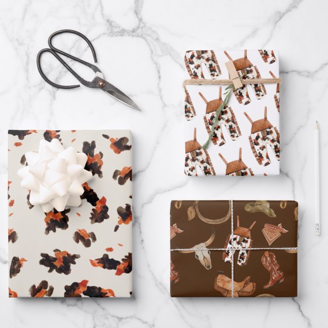 Hoja De Papel De Regalo Cumpleaños de Cowboy Baby Shower (Anverso)