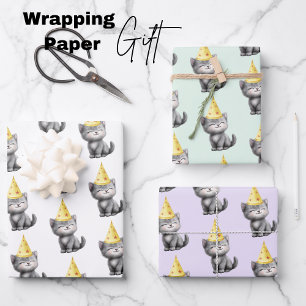 Hoja De Papel De Regalo Cumpleaños de Cute Kitten