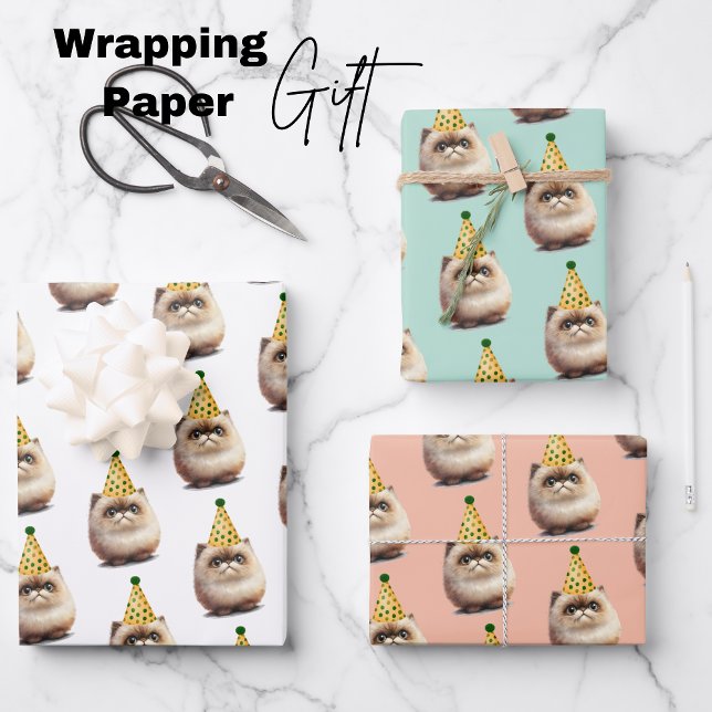 Hoja De Papel De Regalo Cumpleaños de Cute Kitten (Cute Kitten Birthday Wrapping Paper Sheets)