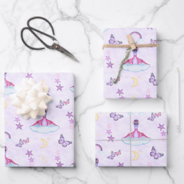 Hoja De Papel De Regalo Cumpleaños de dinosaurio de niñas rosadas lindas