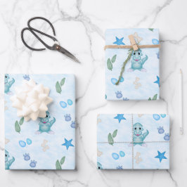 Hoja De Papel De Regalo Cumpleaños de dinosaurio de niños lindos