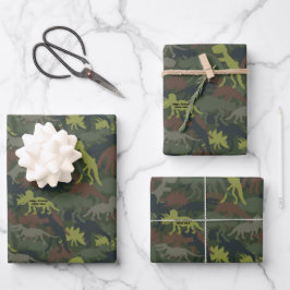 Hoja De Papel De Regalo Cumpleaños de dinosaurio de silueta personalizada 