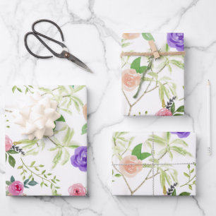 Hoja De Papel De Regalo Cumpleaños de ducha floral chic destartalado nupci