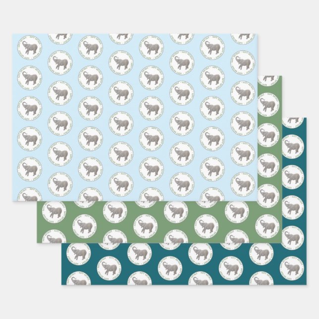Hoja De Papel De Regalo Cumpleaños de elefante bebé (Set)