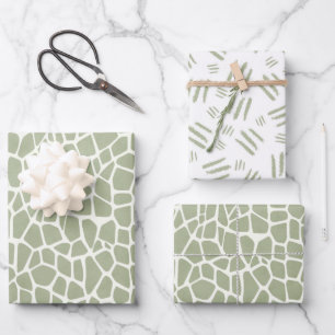 Hoja De Papel De Regalo Cumpleaños de estampado de jirafa verde