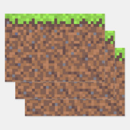 Hoja De Papel De Regalo Cumpleaños de jugador de césped pixelado