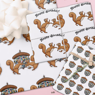 Hoja De Papel De Regalo Cumpleaños de las ardillas de disco