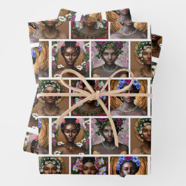 Hoja De Papel De Regalo Cumpleaños de las diosas negras afroamericanas